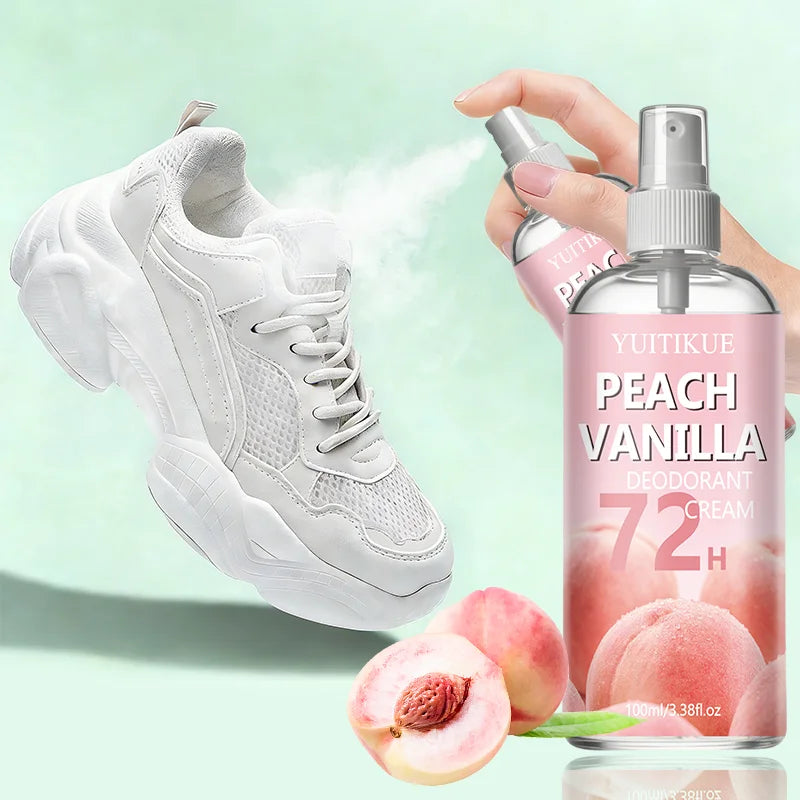 Tidesmit Peach Vanilla 72H long-lasting deodorant spray for foot and shoe odor elimination