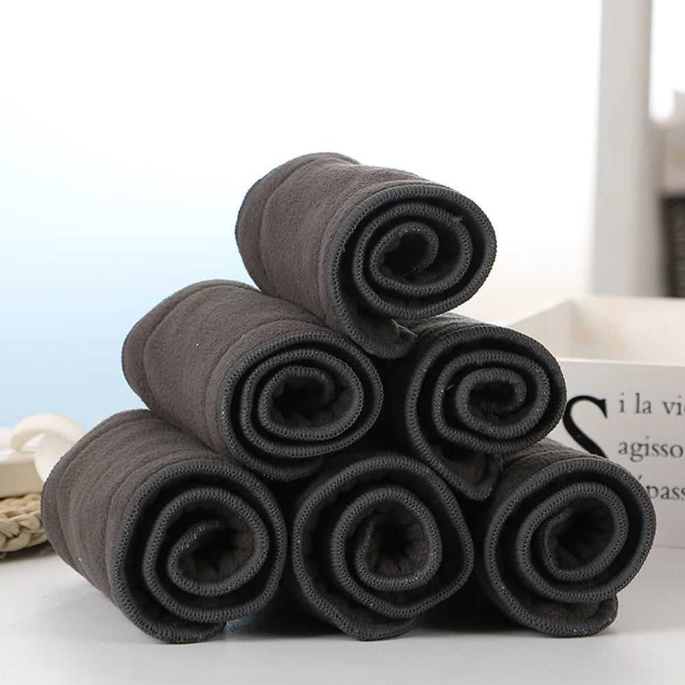 1PC Adult Diaper Insert 4/5-Layer Bamboo Charcoal High Absorption Washable Cloth Diapers Liner Reusable Nappies for Incontinent