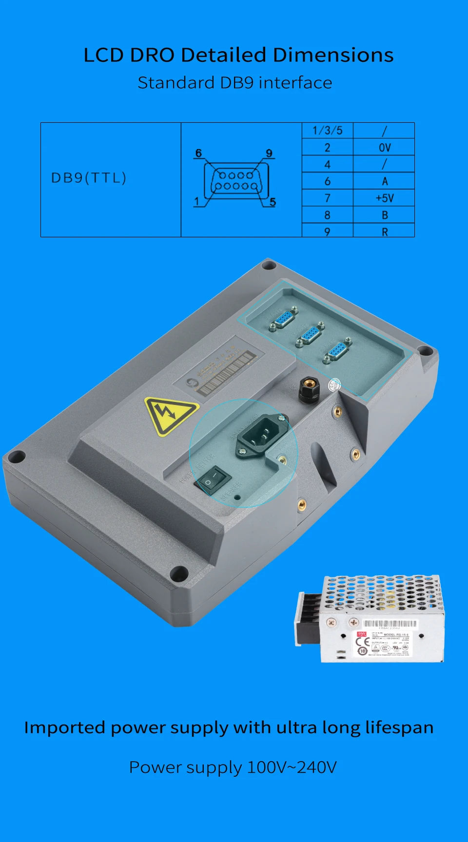 SINO SDS2-3VA Set 3 Axis And 2 Axis LCD DRO Kit Digital Readout KA35 Glass Linear Scale Encoders For Lathe Grinder Milling