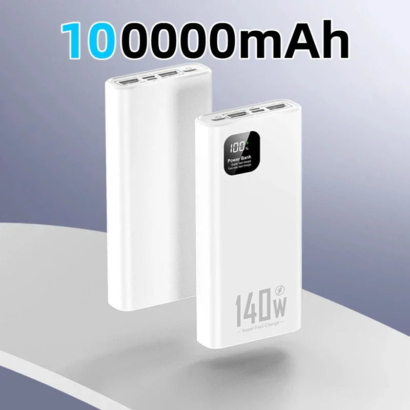 Tidesmit 200000mAh Portable Charger - 140W PD Fast Charging Power Bank White-100000mAh Tidesmit