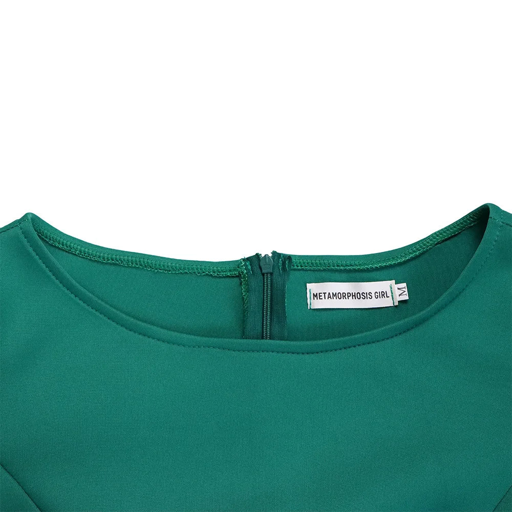 Elegant Pure Color Maxi Dress Evening Gown A- Line Skirt Polyester Fabric round Neck Short Sleeve High Waist Midi Dress