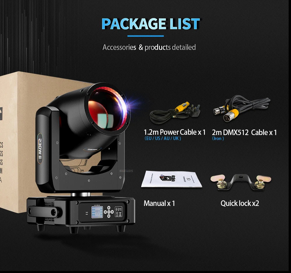New Arrival SHEHDS 2PCS MINI 230W 7R Beam Bulb Moving Head Lighting Rainbow for Wedding Nightclub Theater Disco Performance