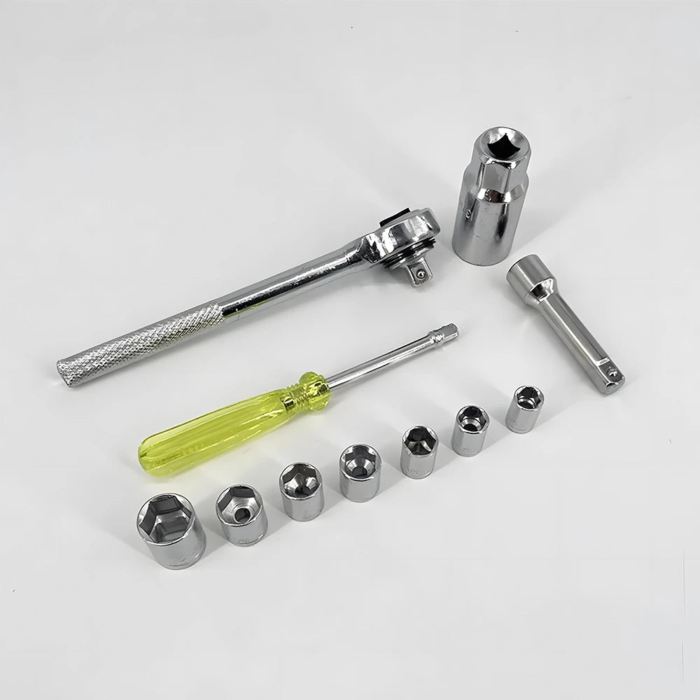 Podofo 40 Pieces Socket Wrench Tool Set 1/4 Inch 3/8 Inch Drive Ratcheting Spanner Kit Multi Purpose Mechanical Repair Hand Tools For Household Auto Maintenance