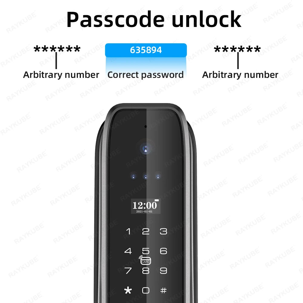 New RAYKUBE X50 Tuya WiFi 3D Face Recognition Digital Fingerprint Door Lock With WiFi Camera Remote APP Video Call 10-language