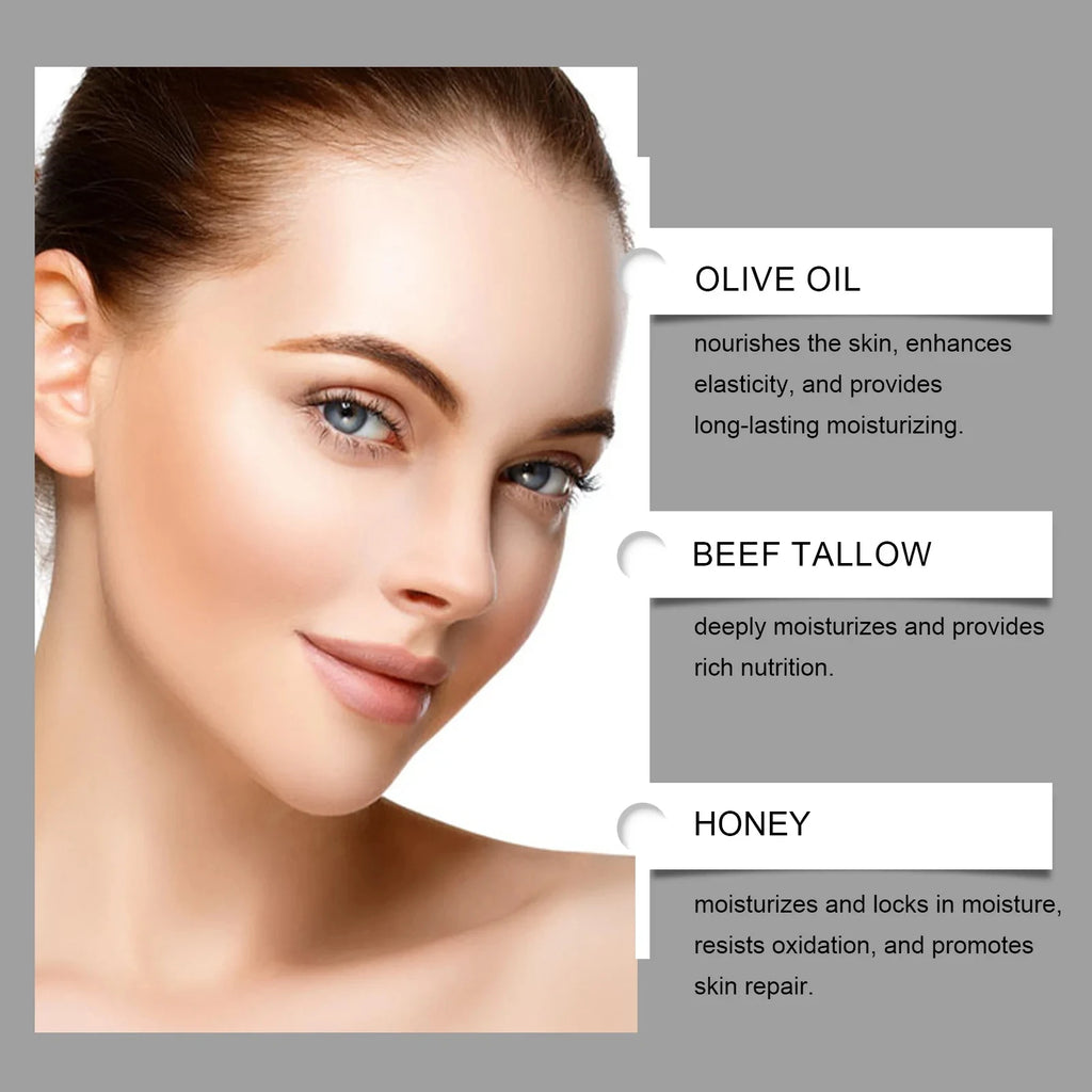 Organic Grass-Fed Beef Tallow Balm With Honey Soothen Nourishing Dry Skin Improves Elasticity Moisturizing Cream For Soft Smooth