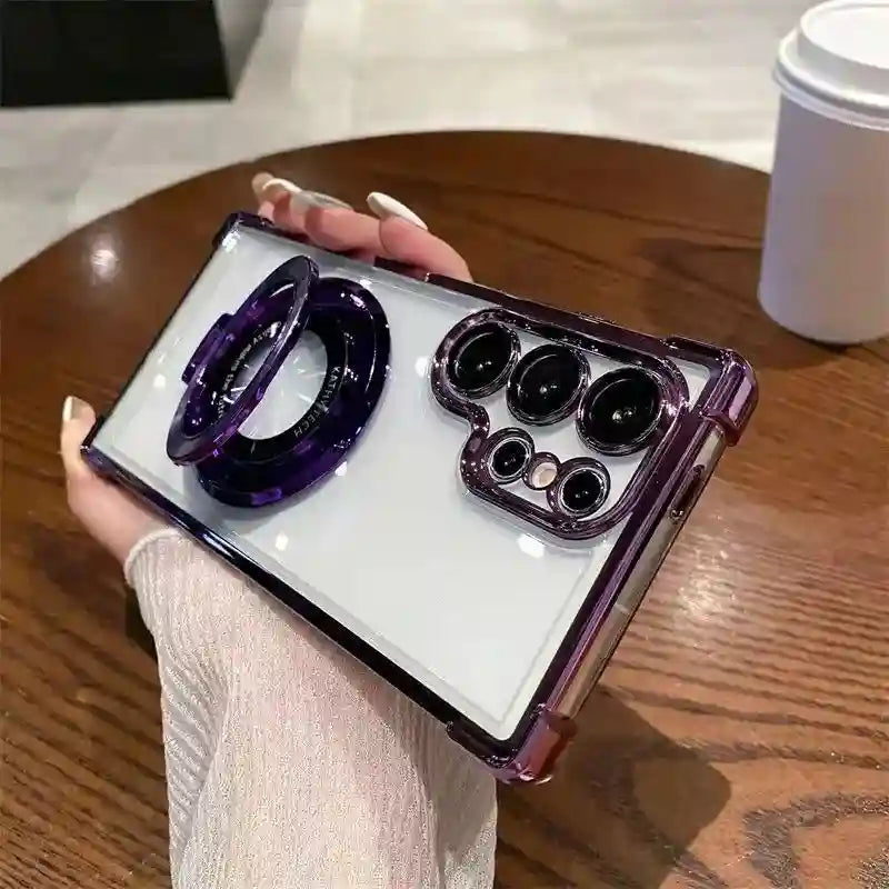 Magnetic Shock-Absorbing Phone Case for Samsung Galaxy S25 Ultra Gold PURPLE Tidesmit