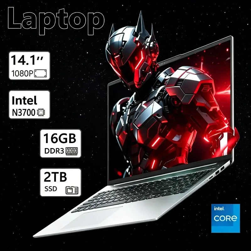 New Laptop Ultra Thin 14.1 Inch New Intel N3700 Win11 DDR4 2TB SSD 16GB/32GB RAM FHD Portable Business Office Notebook PC
