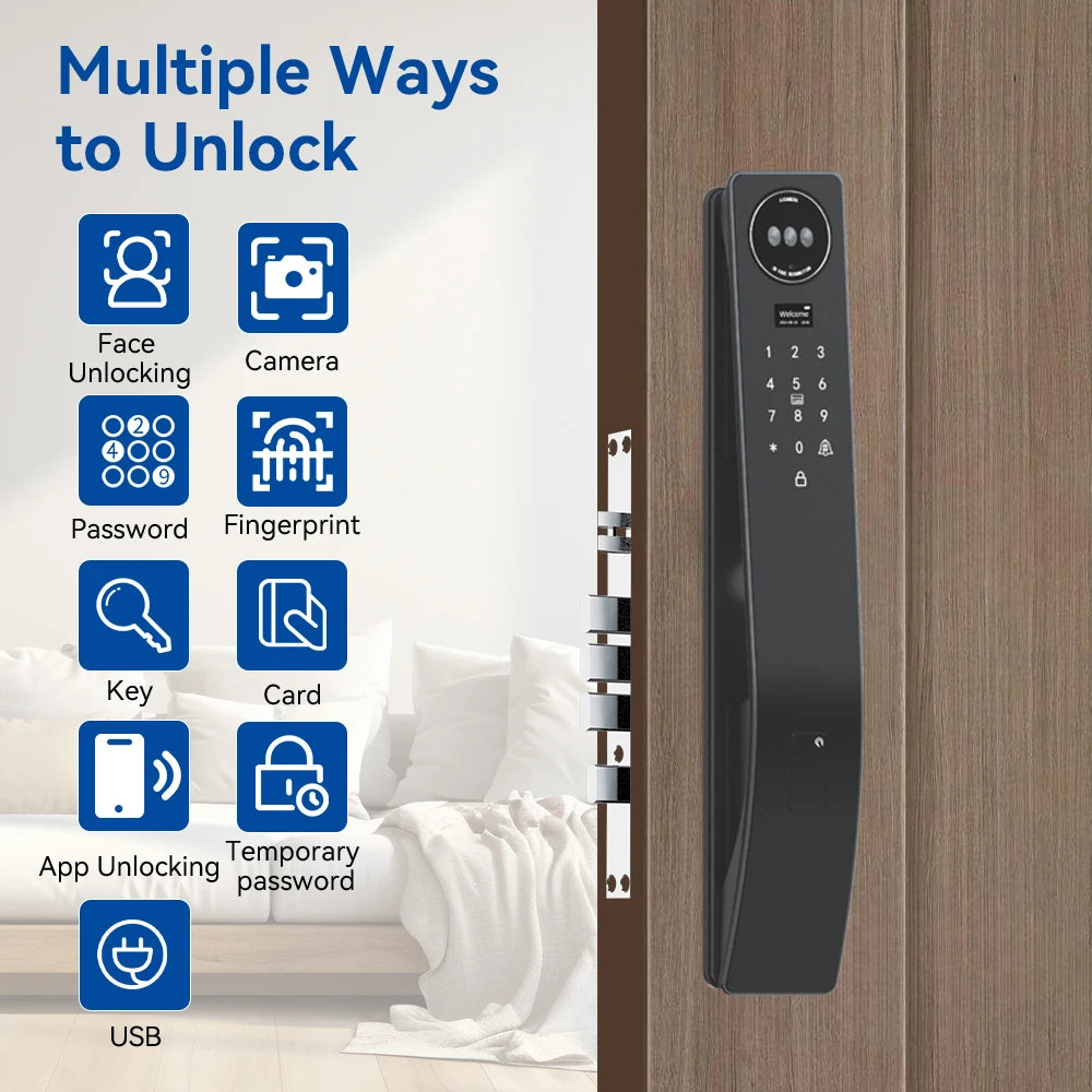 Smart Door Lock Tuya Wifi Smart Fingerprint Cerradura Inteligente Digital Safe Door With Camera Lock For Home