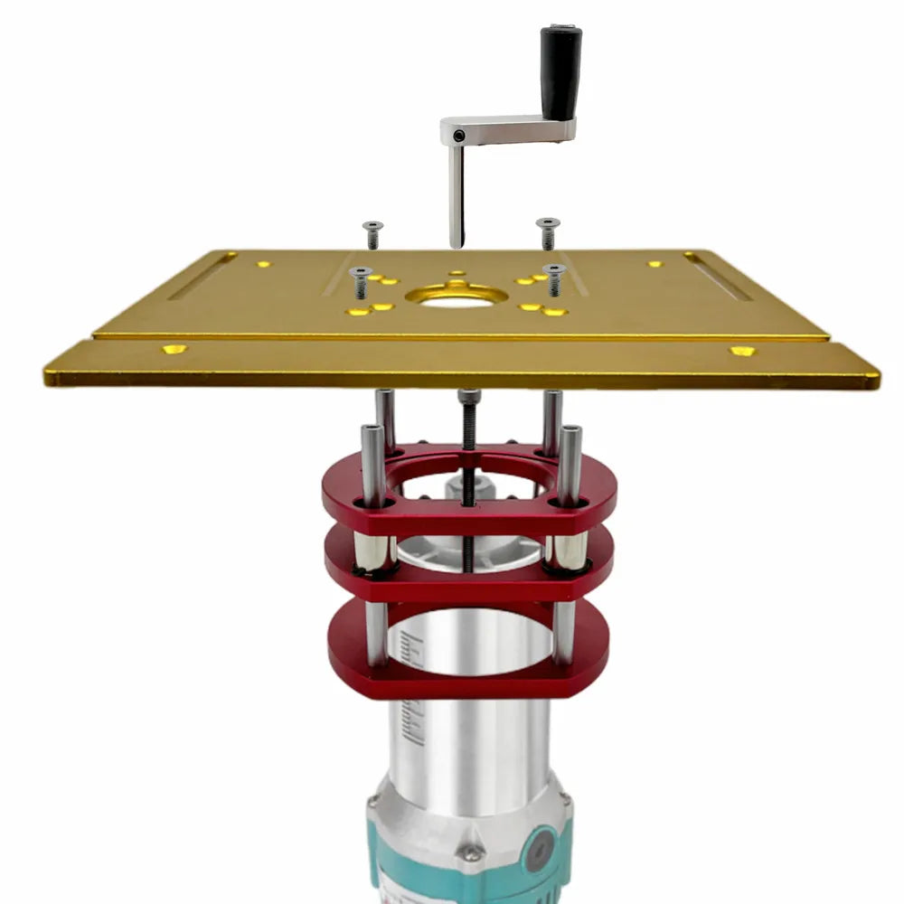 Woodworking Router Lift System and Aluminum Top Plate for 65mm Diameter Motors Workbench Trimmer Engraving Machine DIY Tools