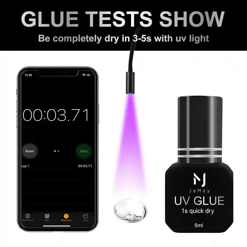 UV Eyelash Extension Glue 5ml - 0.1s Fast Dry Strong Hold Eye Massage Instrument Tidesmit