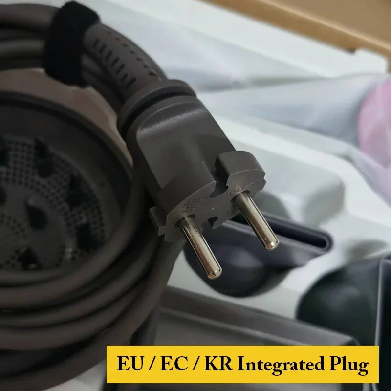 Grey SenCiciMen X9 hair styler power cord with EU/KR integrated plug and professional hair dryer diffuser attachment.