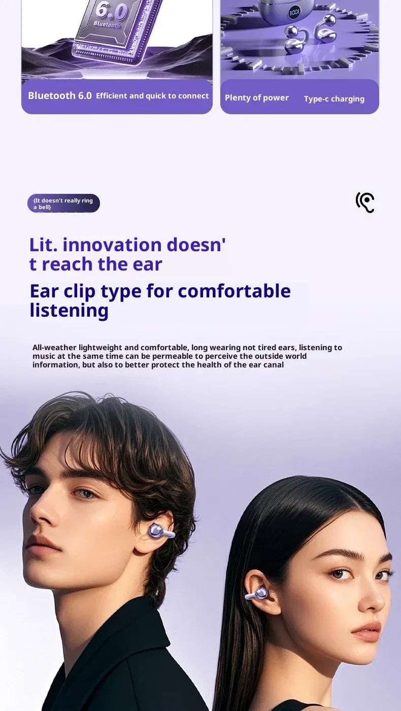 Original SONY Ear clip OWS Wireless Bluetooth Ear Clip Headphones sports Gaming Headset HIFI Surround Sound Earbuds With Mic Tidesmit