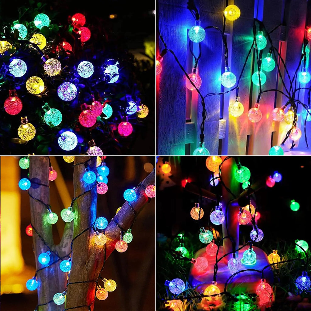 1 Pack 12M/39.37FT. 100 LED Solar Powered Bubble Ball String Light Indoor And Outdoor Decorative Lamp With 8 Lighting Modes Suitable For Home Holiday Park Party Wedding Birthday Festival Path Patio Decoration