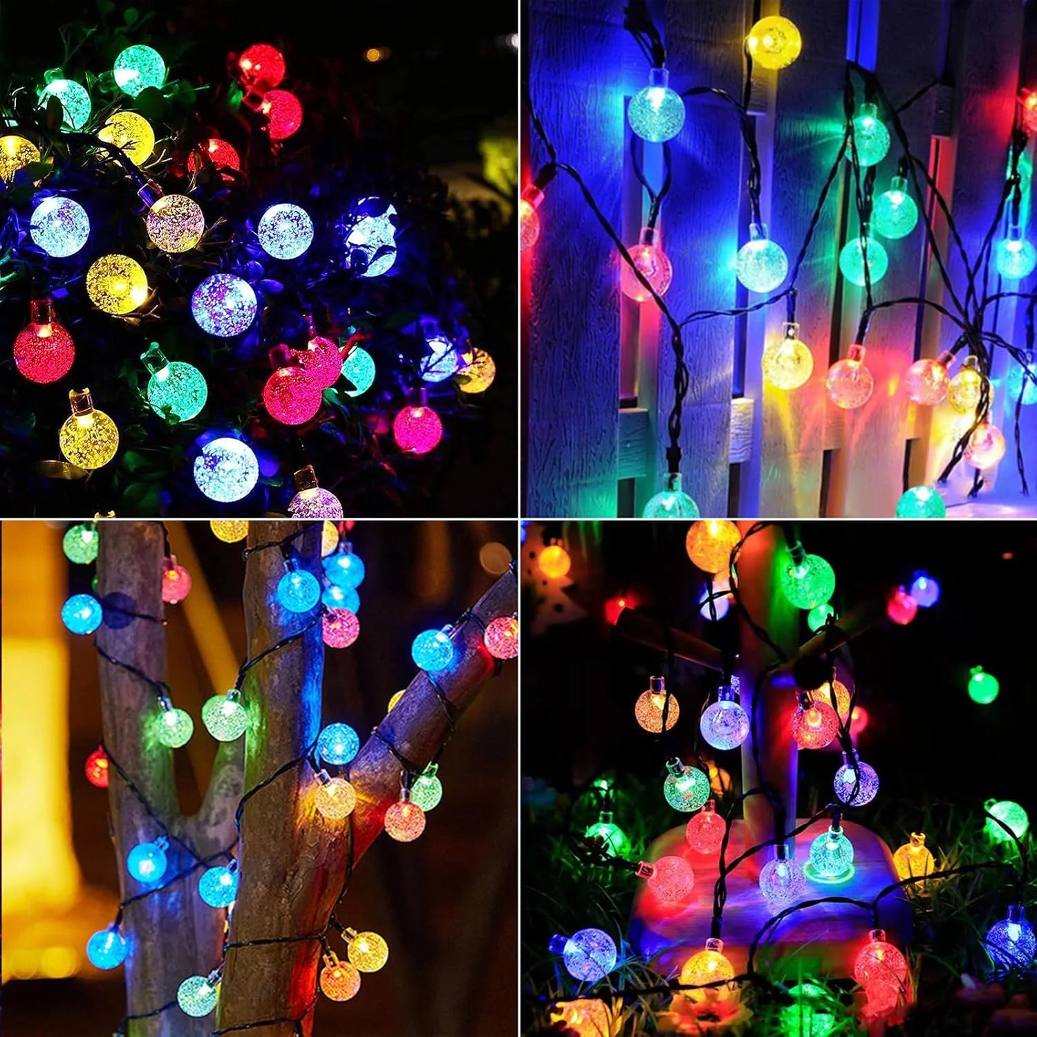 1 Pack 12M/39.37FT. 100 LED Solar Powered Bubble Ball String Light Indoor And Outdoor Decorative Lamp With 8 Lighting Modes Suitable For Home Holiday Park Party Wedding Birthday Festival Path Patio Decoration