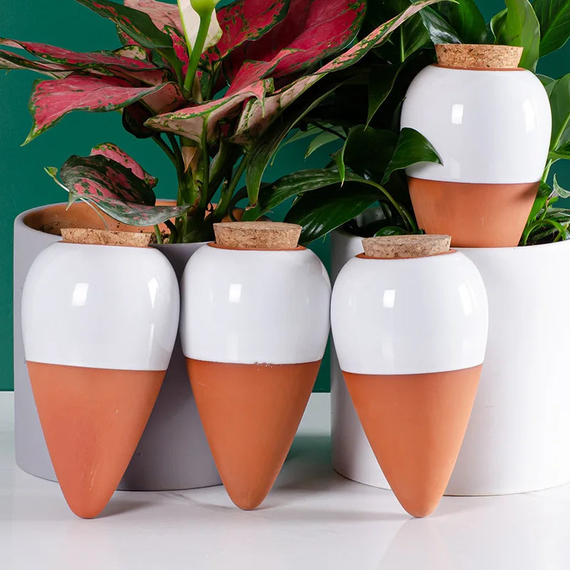 4Pcs 320ml Ceramic Plant Self Watering Spikes Potted Automatic Irrigation System Watering Ball Slow Release Planter Insert