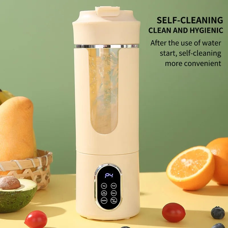 Tidesmit 530ml portable wireless blender with 12 blades and 4 gears for crushing ice and fresh juicing, side view