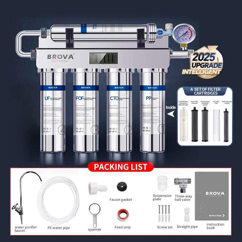 Tidesmit 5-stage ultrafiltration water purifier for household direct drinking tap water, angled view of unit