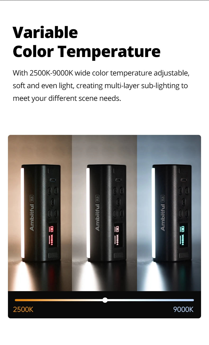 RGB Handheld LED Video Light - Magnetic Tube with Adjustable Temperature Tidesmit
