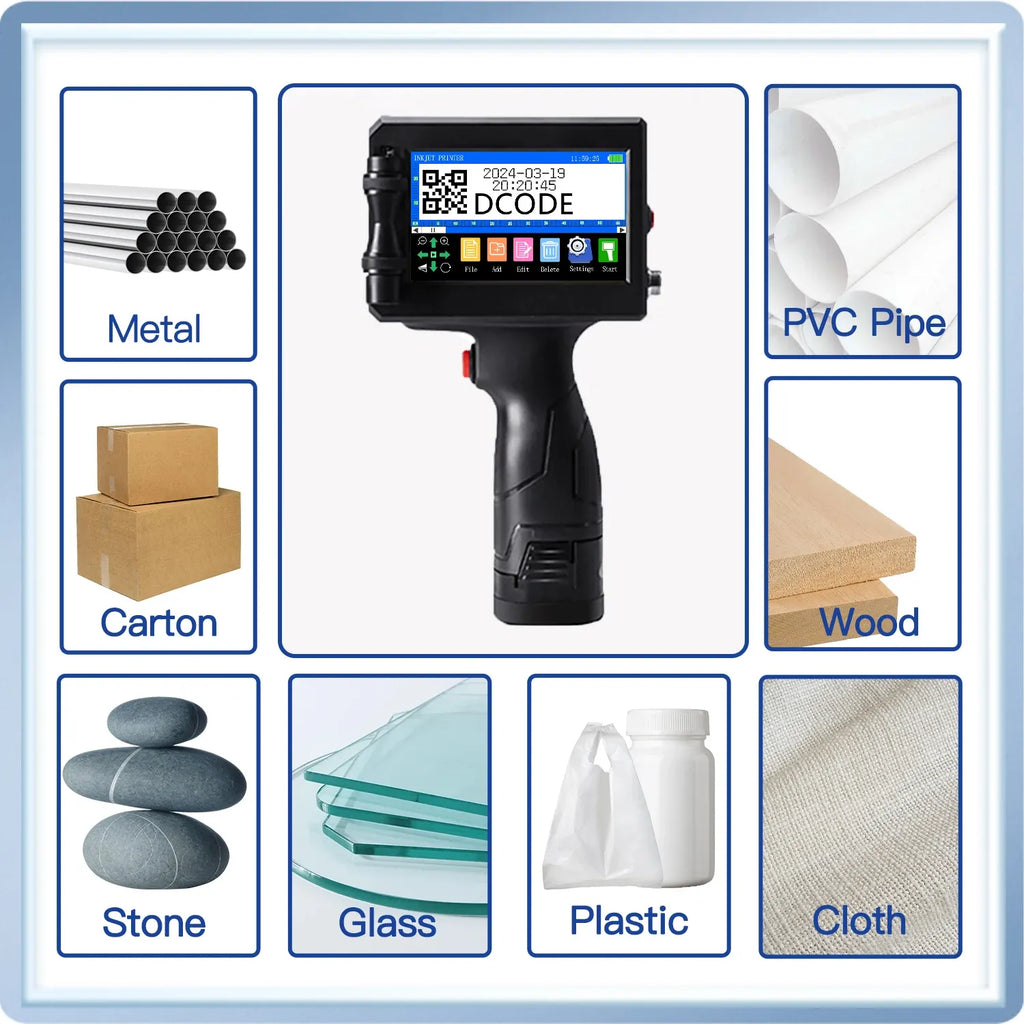 DCODE 1750PLUS-1 25.4mm Handheld Inkjet Printer Portable TIJ Printer Logo Counter Batch Number QR Barcode Date Coding Machine