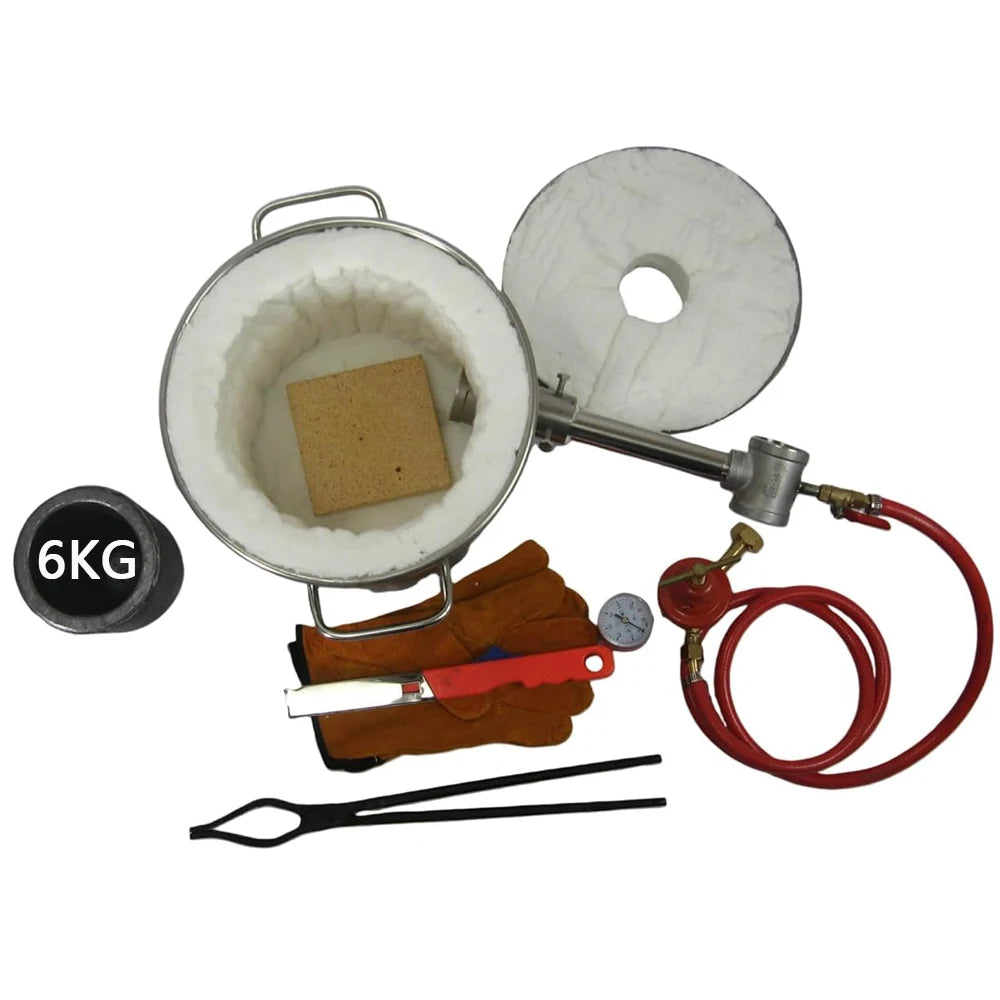 LSMIITTH 6 KG Gas Metal Melting Furnace Smelting Kit Propane Forge Casting Tool Foundry Refiner Smelter For Brass Gold Silver