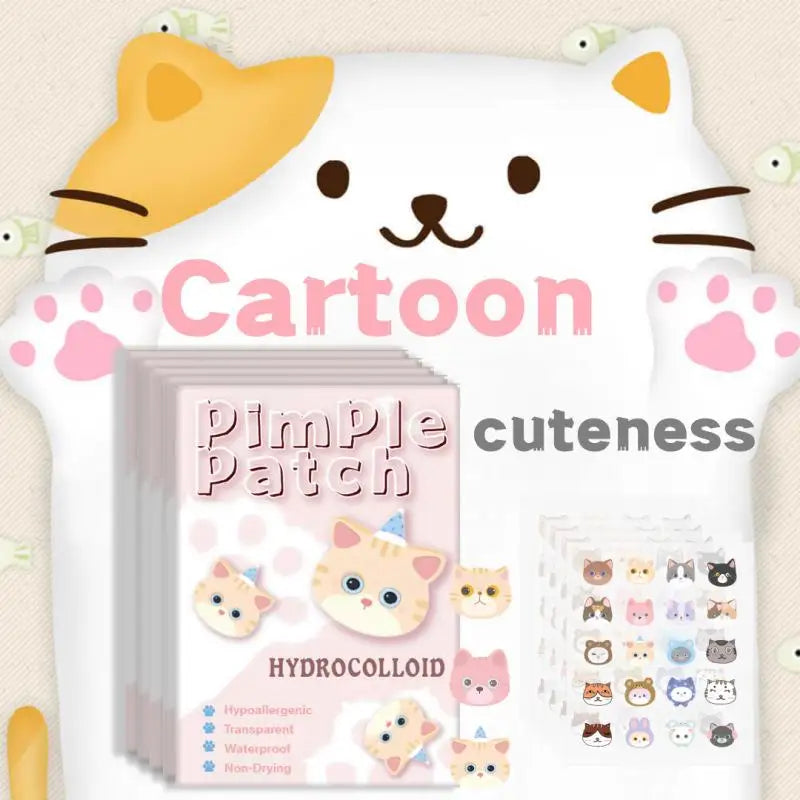 600Pcs Acne Patches Cat Shaped Acne Heal Sticker Colorful Acne Cover Removal Pimple Patch Anti-Acne Hydrocolloid Sticker