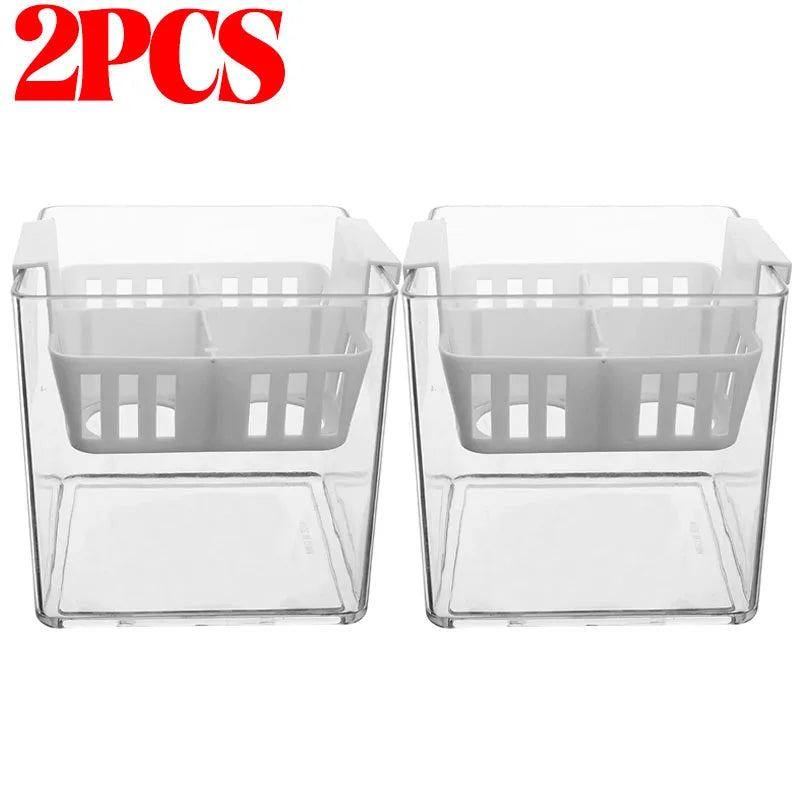 Set of two white 4-cell tulip bulb planters with clear reservoirs