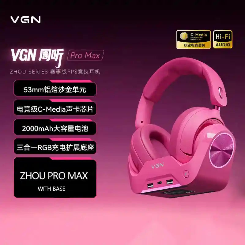 Tidesmit Wireless Gaming Headset – Low Latency Over-Ear PC Audio zhou pro max-red Tidesmit