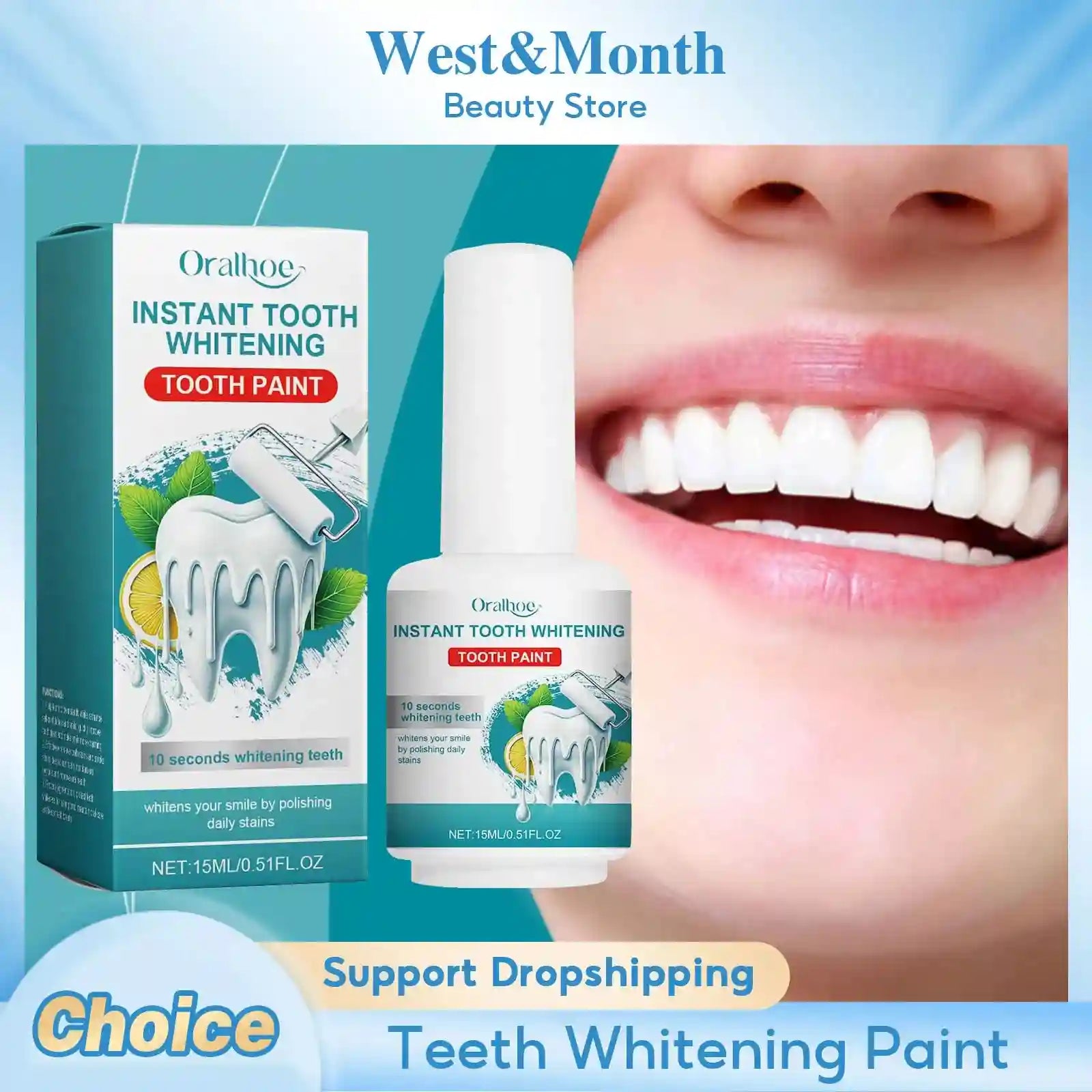 Tidesmit teeth whitening paint for removing stains and tartar for brighter smile and fresh breath oral care