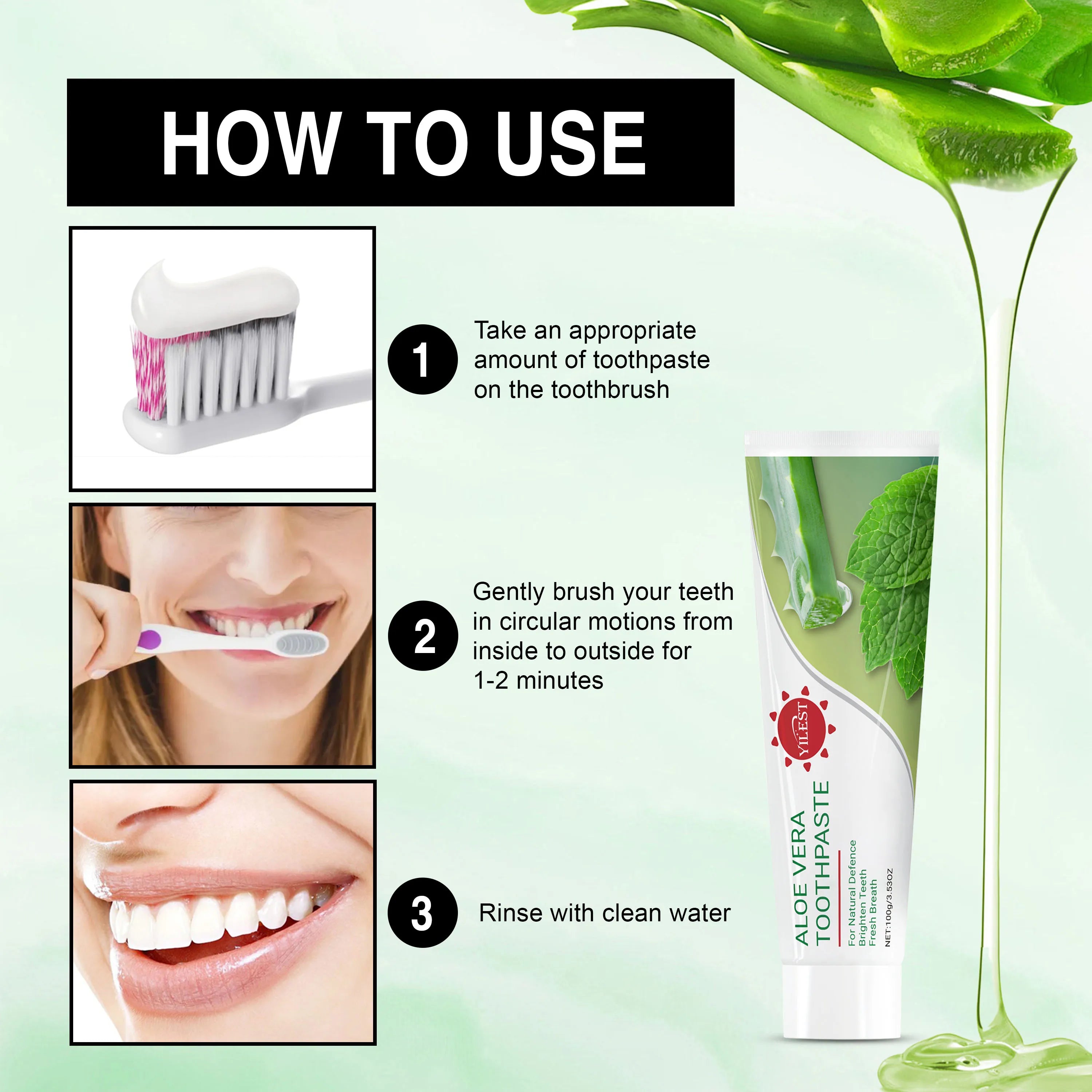 Tidesmit Aloe Vera toothpaste 100g with natural mint for teeth whitening, fresh breath, and gum health