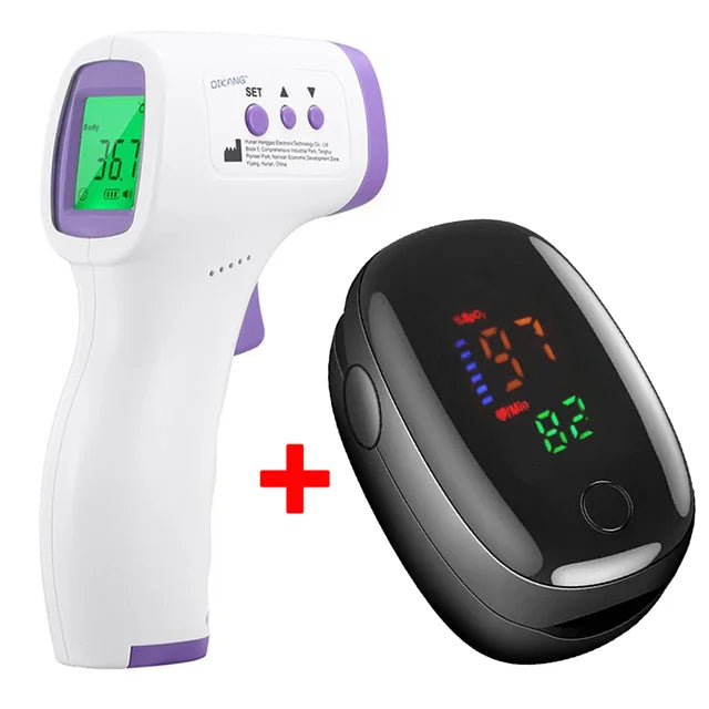 Digital Infrared Thermometer Forehead Body Non-Contact Fever Thermometers Or Medical Portable Finger Pulse Oximeter Blood Oxygen