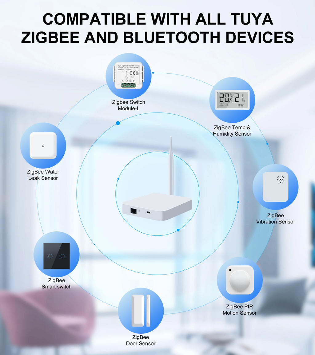 Tuya ZigBee Gateway Hub with Antenna for Smart Home Automation Tidesmit
