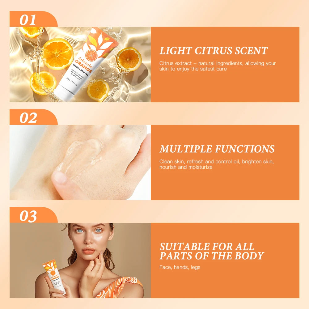 Orange Peeling Gel Body Exfoliator - Natural Deep Cleansing 50g Scrubs Treatments Tidesmit