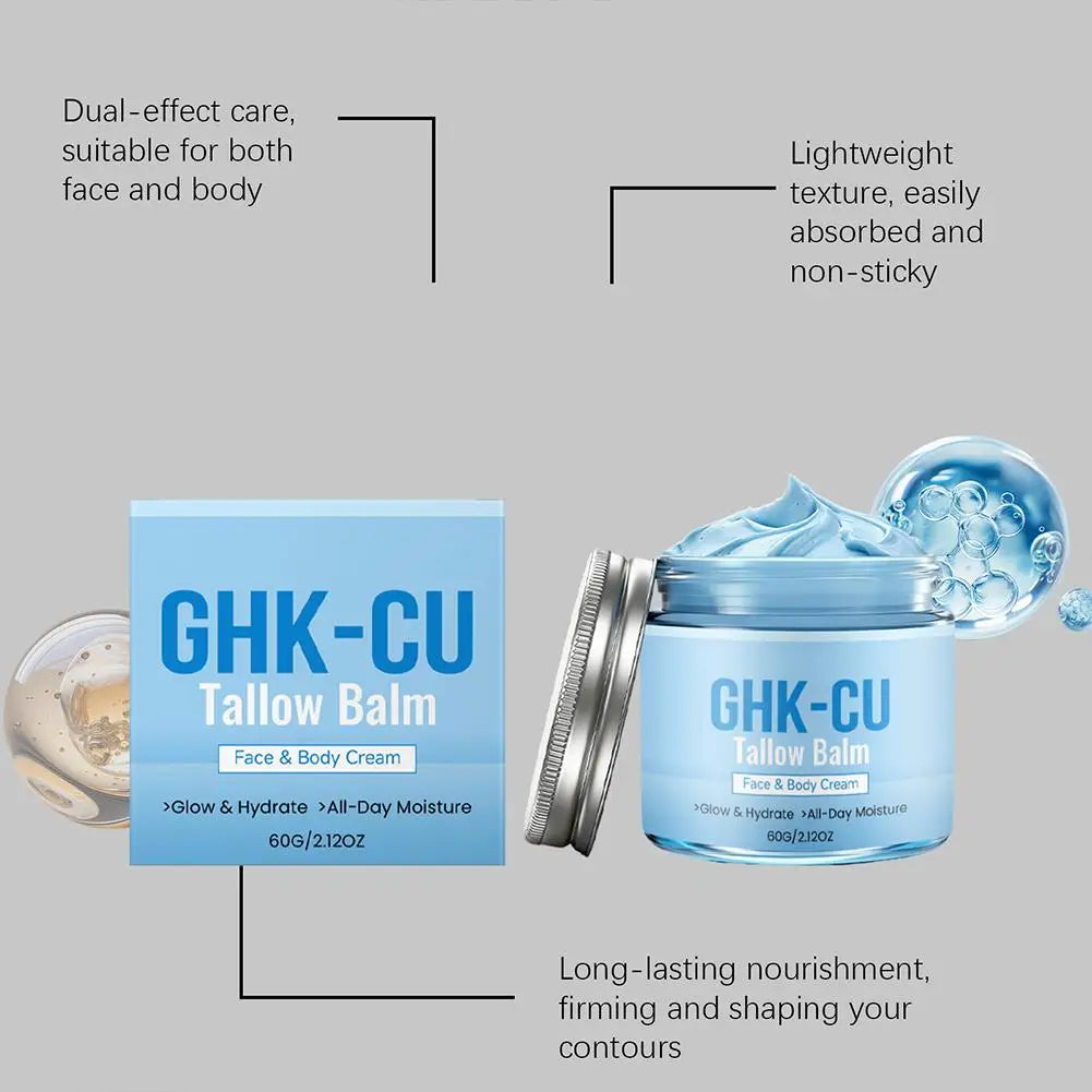 GHK-CU Copper Peptides Beef Tallow Cream Manuka Honey Blue Balm Face Body Moisturizer for Mature Dry Sensitive Skin Care
