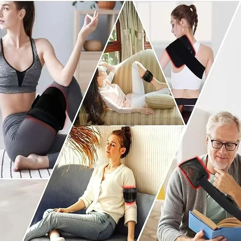 Portable 660nm/850nm red light therapy belt for pain relief on back, waist, shoulder, leg, and arm.