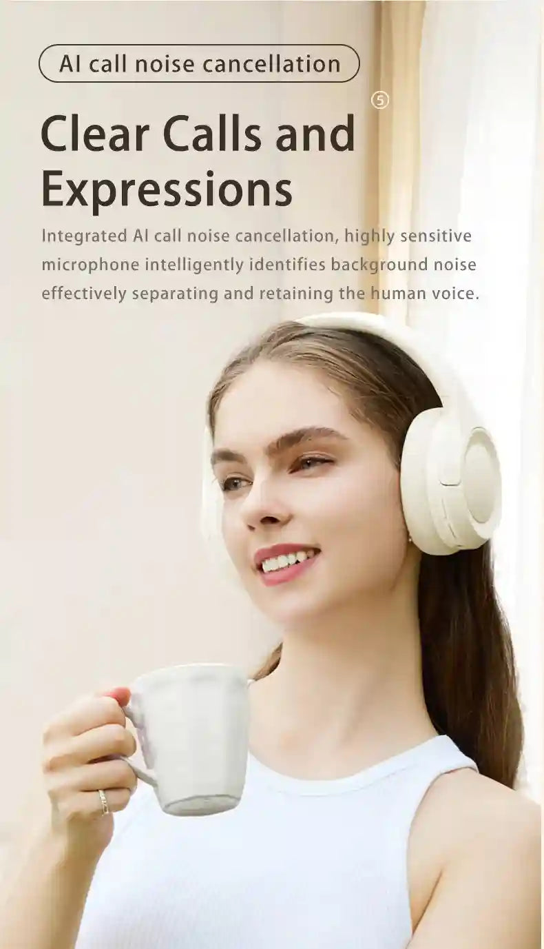Wireless Headphones with Active Noise Cancellation - L50 Over-Ear Model Tidesmit