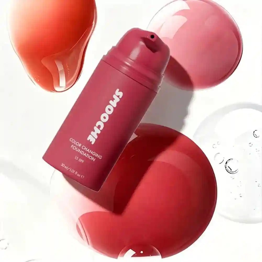 Tidesmit color changing foundation texture close-up showing auto tone adjusting coverage for flawless skin