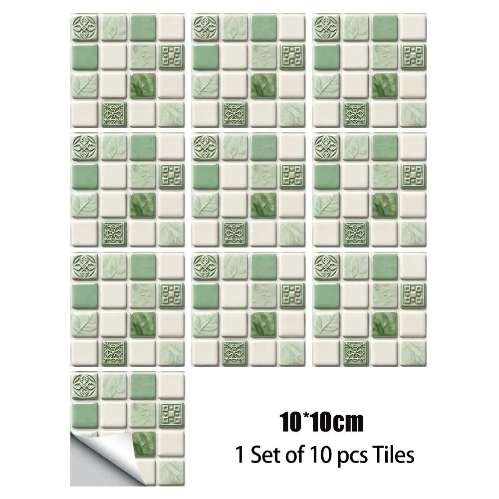 10Pcs Mandala Pattern Backsplash Tile Stickers Multicolor Design Waterproof Peel and Stick Tile Removable Self-Adhesive