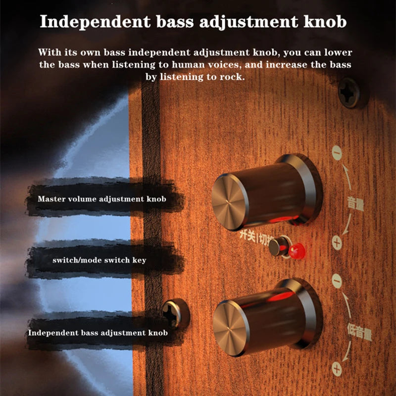 Portable Bluetooth Speaker - Wooden Desktop Audio with Deep Bass Tidesmit