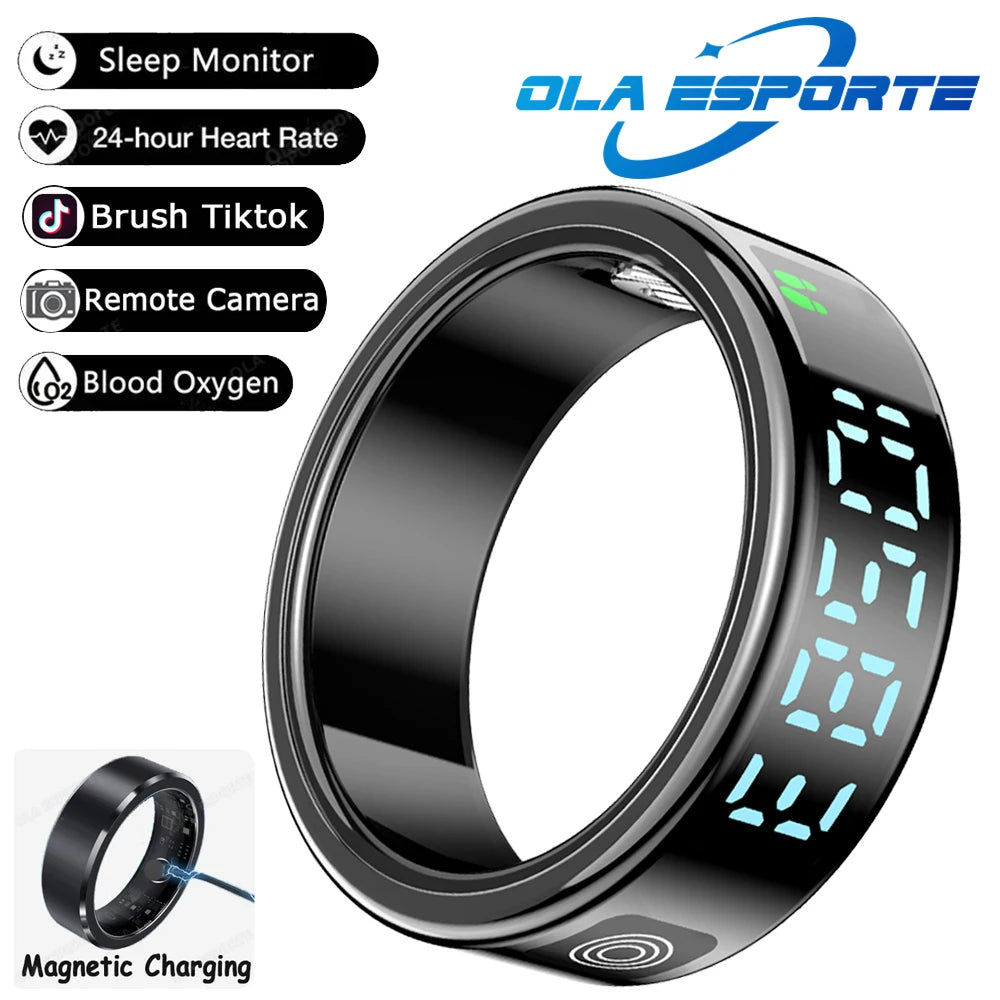 Smart Health Ring with Biometric Heart Rate and Blood Oxygen Tracking Magnetic-Black Tidesmit