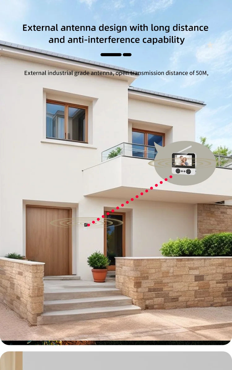 Wireless video doorbell, 4.3 "IPS display 720P high definition intelligent intercom, 2.4G wireless two-way call, night vision