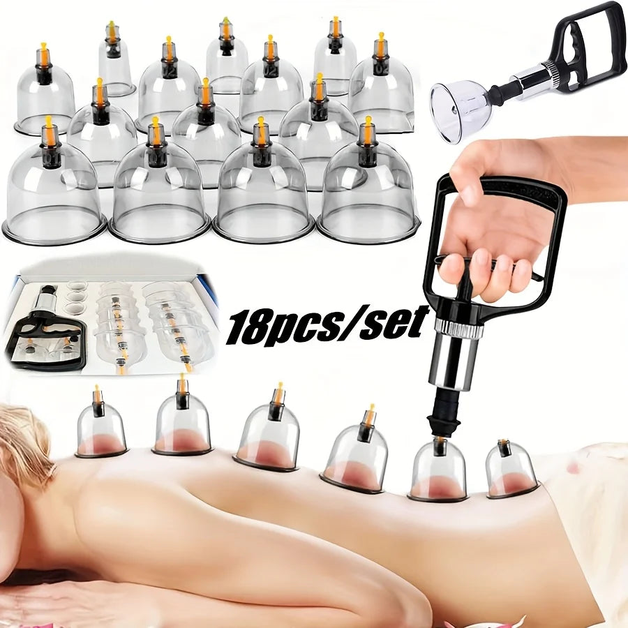 Cupping Therapy Set: 18-Piece Vacuum Massage Kit for Home Wellness Relaxation Treatment Tidesmit