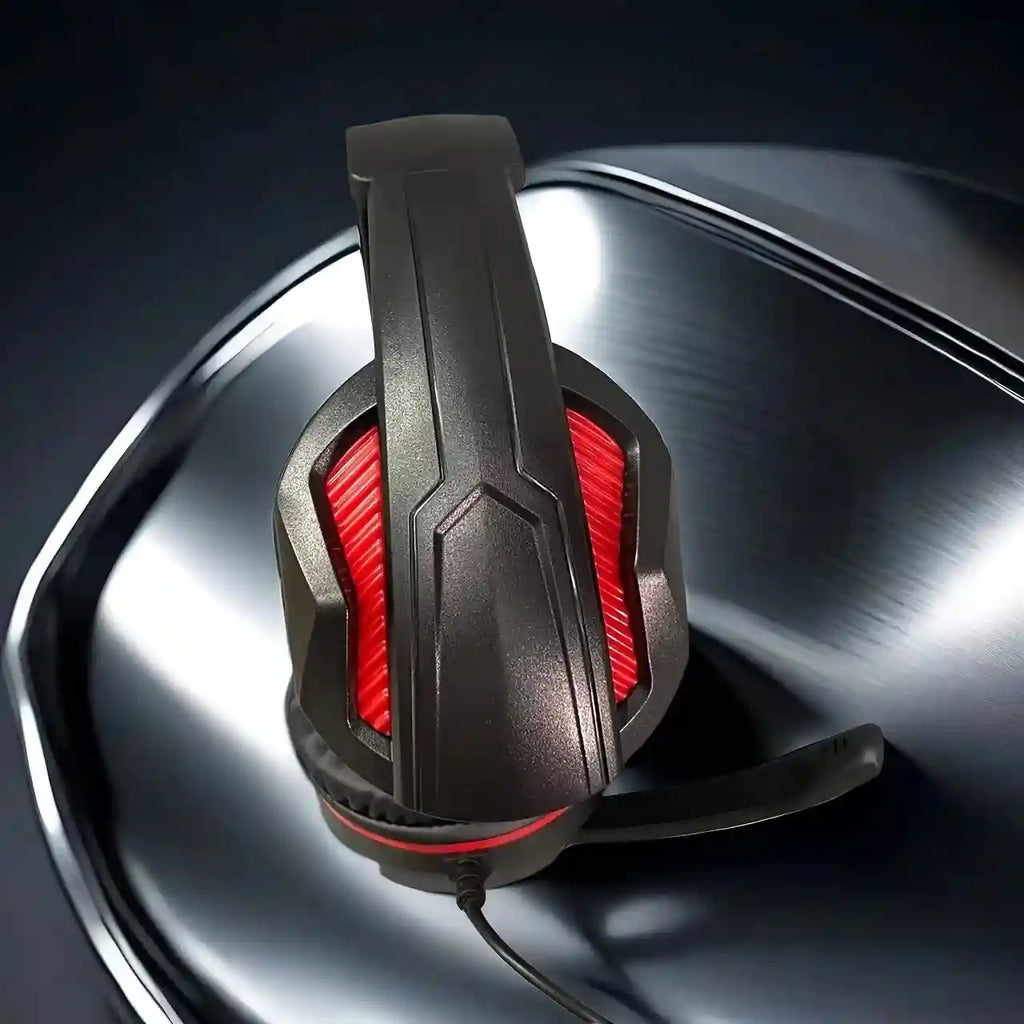 Wired Gaming Headset with Mic - Over-Ear Stereo Audio, Red or White Tidesmit