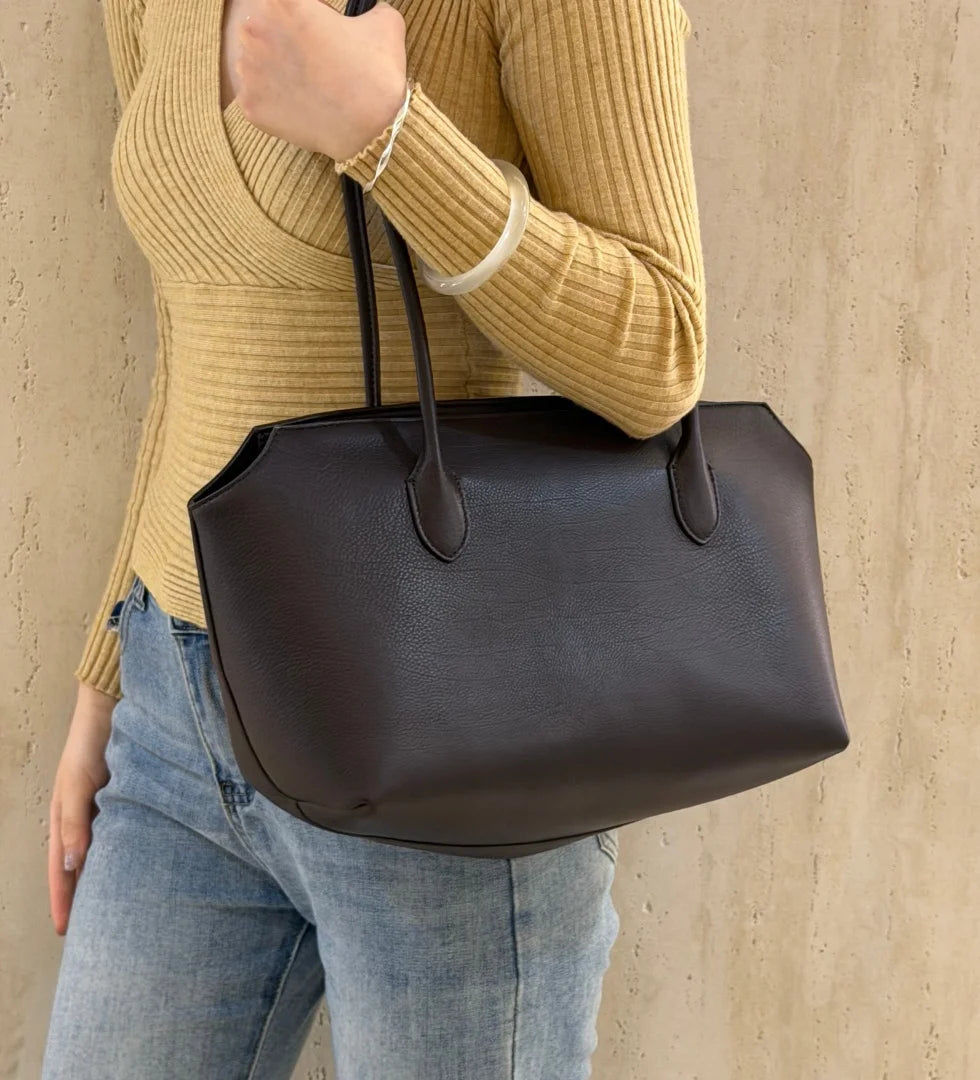2026 new cow spine leather large capacity shoulder bag, leather handbag, commuting leather women's bag, high-end customized vers