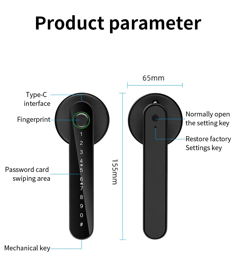 KERUI Fingerprint Door Lock  Works with Tuya Smart Electronic Door Lock with Fingerprint/Password/Key/Tuya APP/Card Unlock