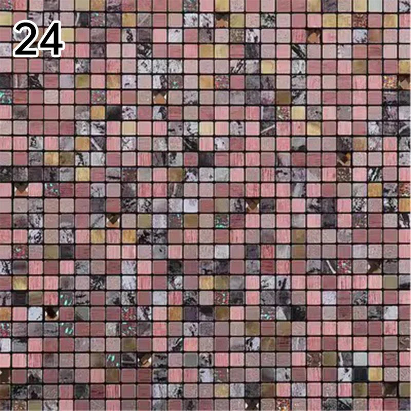 Light pink and gray mosaic wall decal with small square tile pattern, crystal look