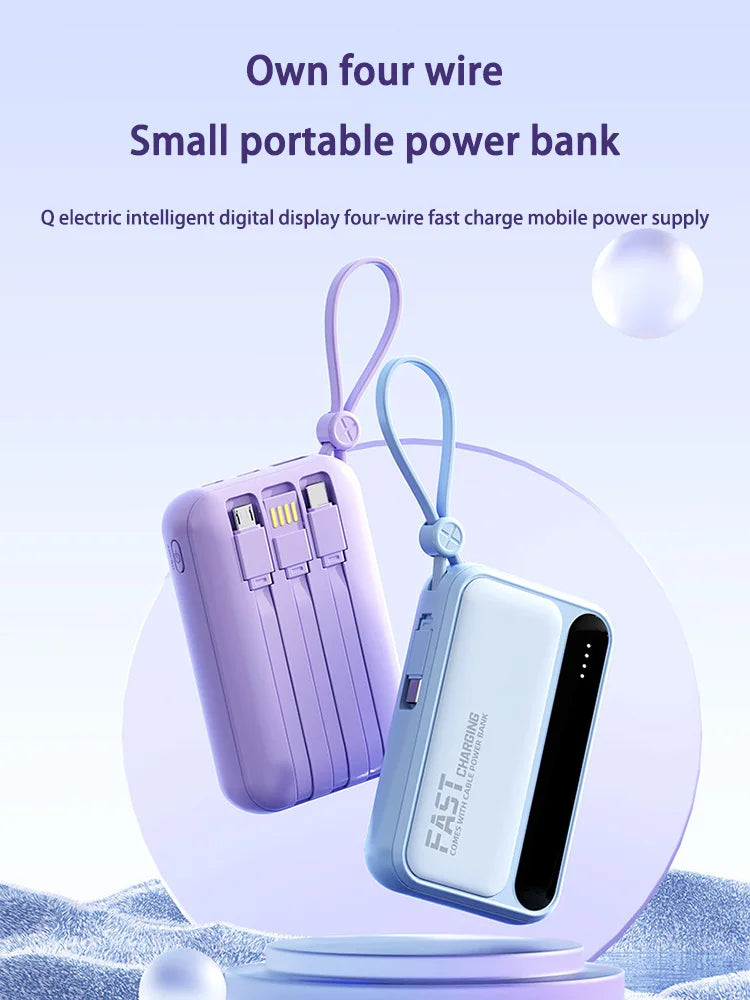 Portable Power Bank with Built-in Cables - Fast Charging 50000mAh Tidesmit