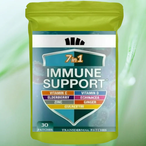 30-count Elderberry immune support transdermal patch supplement in a green pouch.