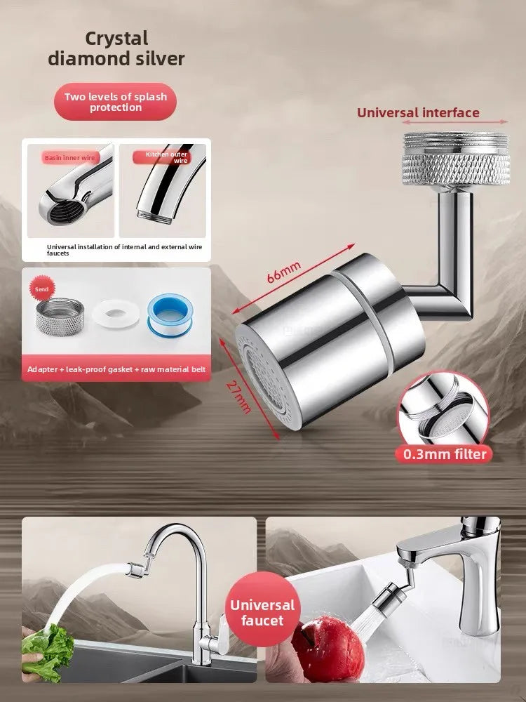 Robotic Arm Universal Faucet Extender Rotatable Nozzle Washbasin Multi-functional Universal Connector Splash-proof Artifact