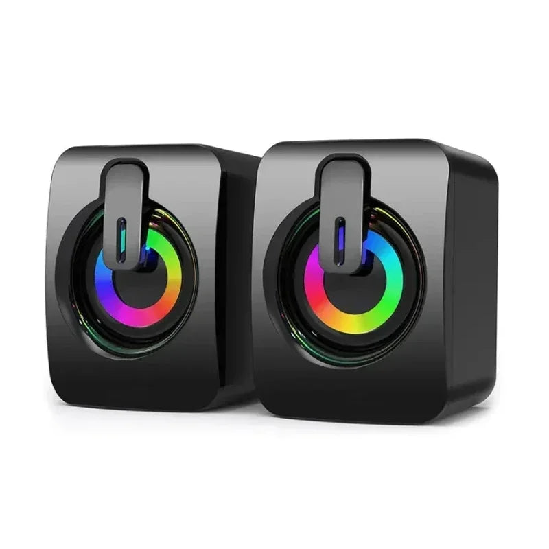 Portable Wired USB Speaker with LED Stereo Microphone HiFi Subwoofer High Sound Quality Surround Suitable for Computers