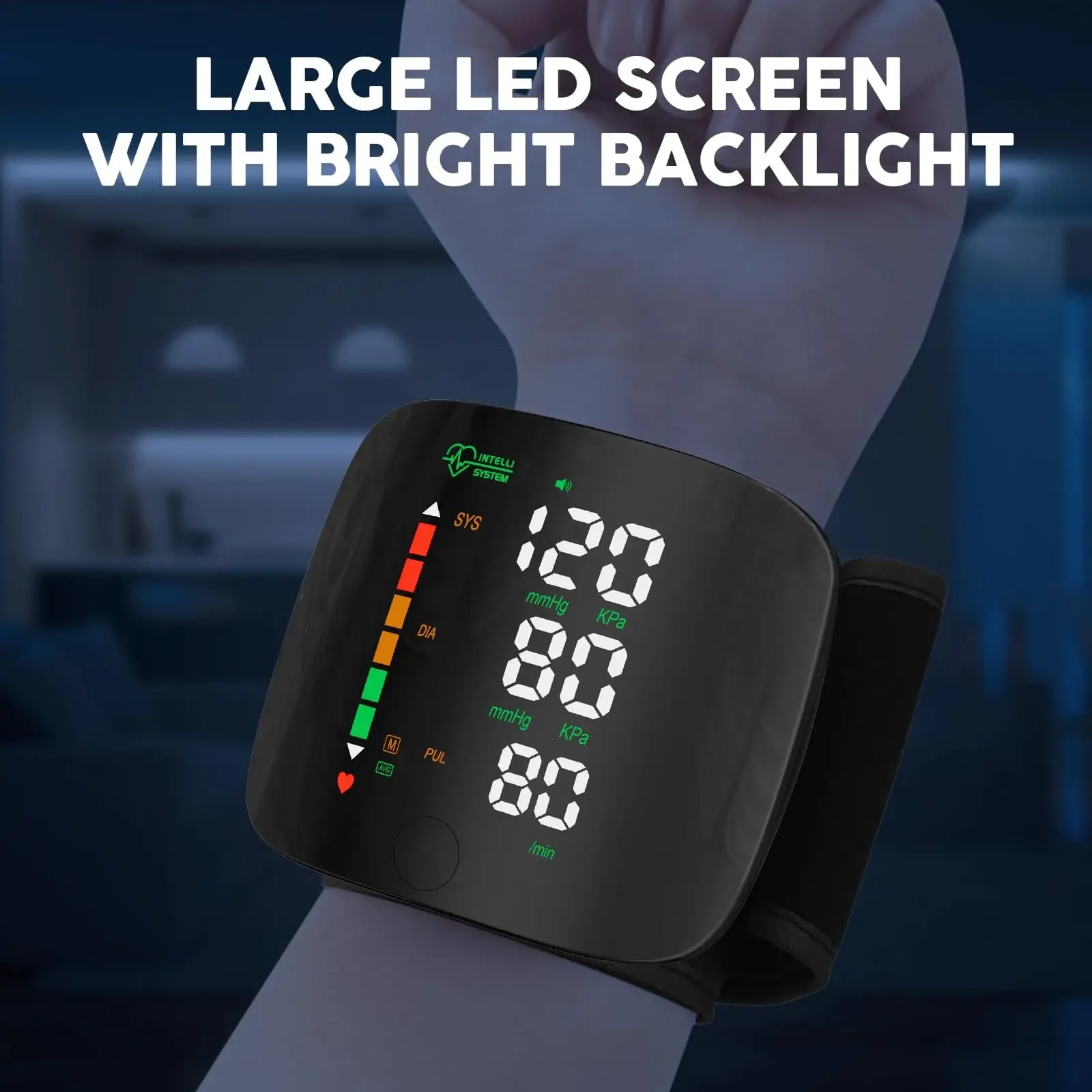 New LED Wrist Blood Pressure Monitor English Voice Broadcast Sphygmomanometer Tonometer BP Monitor Forehead Digital Thermometer